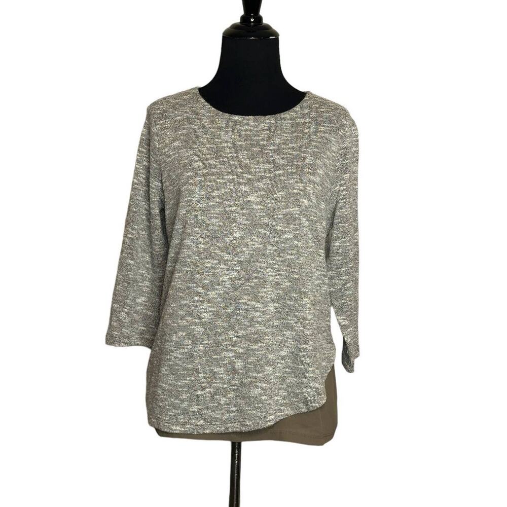Chico’s heather gray & brown 3/4 sleeves sweater size 0 - small